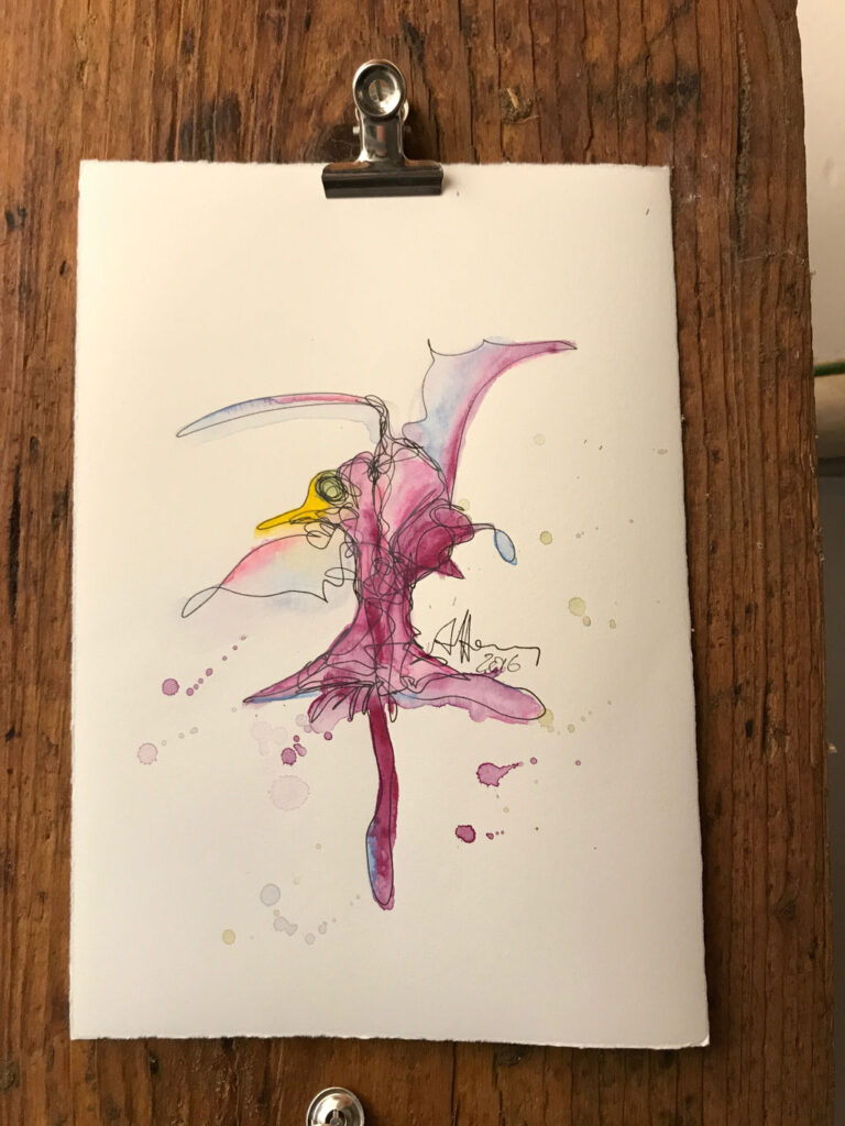 BIRDS & BOTANICALS XIV, One-Line-Drawing von Anselm Homey
