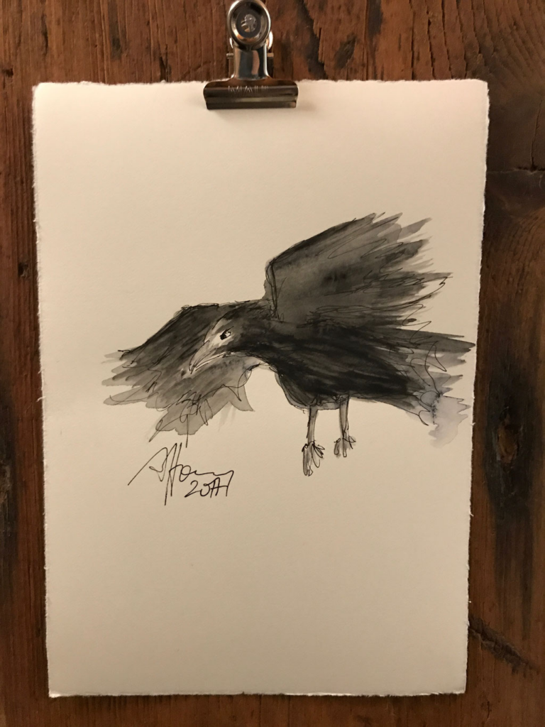 RAVENS IV, One-Line-Drawing von Anselm Homey