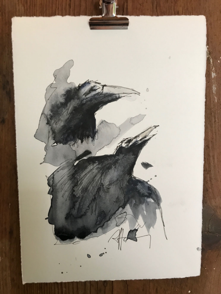 RAVENS VI, One-Line-Drawing von Anselm Homey