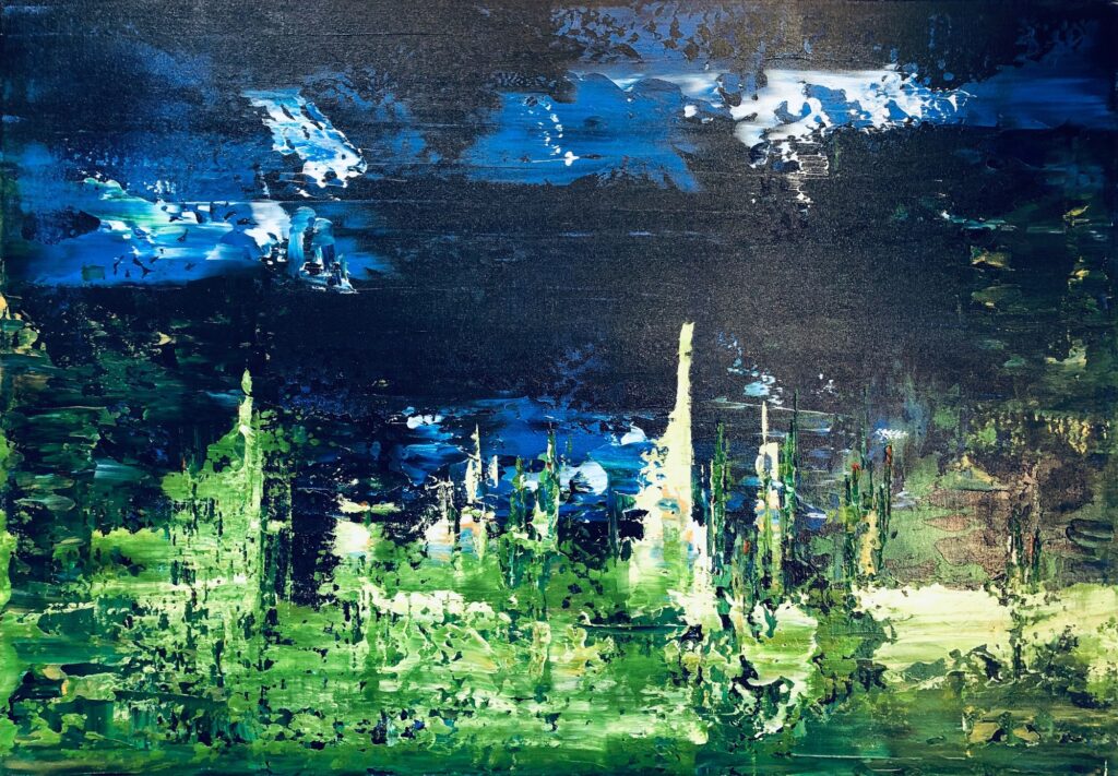 WATERLILY XI, abstraktes Gemälde aus der Serie Waterlily von Anselm Homey