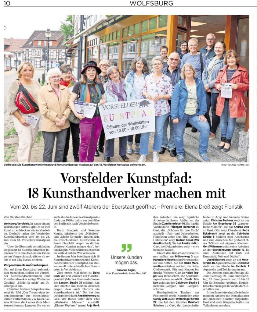 Presseartikel über Anselm Homey zum Vorsfelder Kunstpfad